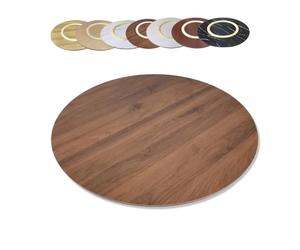 Plateau de service rotatif en bois de 60 cm - Plateau tournant rond pour cuisine et salle à manger - Finition noyer - Parfait pour les fêtes et la décoration d'intérieur - 61 cm de diamètre Motif Lazy