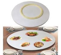 Plateau de service rotatif rond en bois Ø 50 cm, pivotant à 360°, centre de table, roulement silencieux, idéal pour table de salle à manger, couleur beige, parfait pour le divertissement