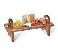 Plateau de service surélevé en bois d'acacia, excellent présentoir à gâteaux, plateau à fromage et serveur à salade, parfait pour le thé de l'après-midi, les tapas, les buffets et le petit déjeuner
