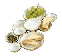 Plateau de service - Tiered Tray, Decorative Bowl | Metal Platter, Nine-Compartment Cluster For Fruits, Salad, Pâtes, Charcuterie, Dessert, Appetizers, Food, Party, Wedding, Buffet, Divertissement