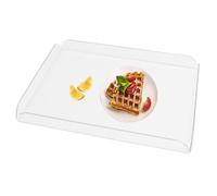 Plateau de service transparent avec poignées, 32,5 cm x 23,5 cm, décoratif, idéal pour le petit déjeuner, le thé/café, la nourriture, les boissons et l'organisateur de table