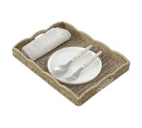 Plateau de service tressé, décoration de canapé en rotin imitation - Plateau rectangulaire | Pour télécommande livre petit déjeuner salon chambre à coucher table basse canapé extérieur terrasse