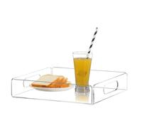 Plateau de serviettes de fruits en acrylique, plateau de service léger pour le fromage du petit-déjeuner avec poignées