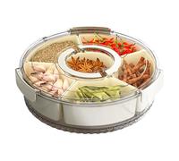 Plateau de Snacks Compartimenté avec Couvercle | Transparent Grande Capacité | Plateau à Snacks avec Poignée | pour Maison Extérieur Stockage Fruits Légumes Fromage Noix Voyage