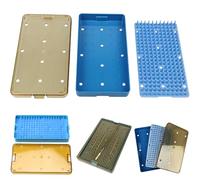Plateau de stérilisation Boîte de stérilisation d'instruments autoclavables en plastique avec tapis en silicone 6, 3x3, 5x0, 8 Boîte rangement résistante à la chaleur pour les hôpita