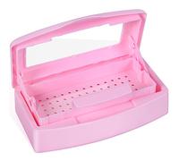Plateau de stérilisation en plastique pour ongles, pinces, salon de coiffure, spa et cutter - Couvercle transparent rose