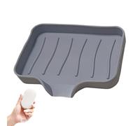 Plateau De Support De Savon En Silicone - Douche À Bois Avec Drain Pour La Salle De Bain Et L'évier De La Cuisine | Counter-Organisateur À Long Terme Pour Épurateur, Tasse, Éponge, Bouteille | Support