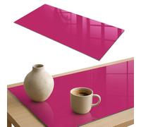 Plateau de Table à Manger 140x70 cm | Rectangulaire | Décoré | Bords Polis | Rose intense | Patins Antidérapants Inclus | Multi-usages | Décoration pour Salle à Manger | Verre Trempé