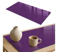 Plateau de Table à Manger 140x70 cm | Rectangulaire | Décoré | Bords Polis | Violet intense | Multi-usages | Verre Trempé | Décoration pour Salle à Manger | Patins Antidérapants Inclus