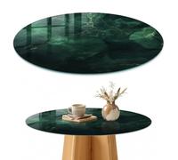 Plateau de Table Basse 100 cm | Rond | Décoré | Épaisseur 4 mm | Secret vert | Patins Antidérapants Inclus | Pour Bureau | Bords Polis | Verre Trempé | Multi-usages