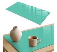Plateau de Table Basse 140x70 cm | Rectangulaire | Décoré | Bords Polis | Menthe forte | Décoration pour Salle à Manger | Verre Trempé | Multi-usages | Patins Antidérapants Inclus