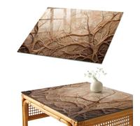 Plateau de Table Basse 80x60 cm | Rectangulaire | Décoré | Verre Trempé | Succursales principales | Patins Antidérapants Inclus | Décoration pour Cuisine et Couloir | Multi-usages | Bords Polis