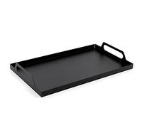 Plateau de table basse en métal noir avec poignées, plateau de service rectangulaire pour collations, coiffeuse, salle de bain et comptoir de cuisine