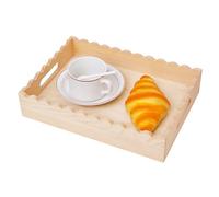 Plateau de table basse, plateaux de service striés et décoration de table - Support en bois avec poignées, organisateur de rangement décoratif pour bijoux, nourriture, fruits