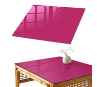 Plateau de Table D'appoint 80x60 cm | Rectangulaire | Décoré | Verre Trempé | Rose intense | Patins Antidérapants Inclus | Multi-usages | Bords Polis | Décoration pour Cuisine et Couloir