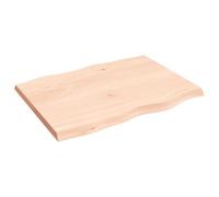 Plateau de Table de Remplacement en Bois de Chêne Massif, Plateau de Bureau Non traité à Bords Vivants pour Salle à Manger, Bureau, étude, Artisanat, Maison et Bases (80 x 60 x 4 cm)