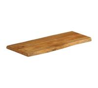 Plateau de table en bois massif de mangue, 80 x 40 x 3,8 cm, avec bords | Bois dur tropical, finition chêne, nettoyage facile, veinures uniques, combinable avec différentes bases