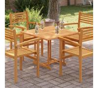 Plateau de table en teck massif - Carré - 80 x 80 x 2,5 cm - Bois finement poli - Dessus en bois durable - Pour table à manger, bureau et restaurant - Résistant aux intempéries