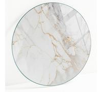 Plateau de Table en Verre pour Salle à Manger Marbre Élégant Avec Veines fi90