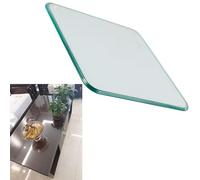 Plateau De Table en Verre Rectangle/Carré en Différentes Tailles avec Forme De Verre, Dessus De Table en Verre Trempé 8mm Épaisseur, Verre Et Miroir, avec 6 Tapis Antidérapants(45x45cm)