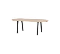 Plateau de table ovale en chêne massif beige clair, FSC, pré-percé, raccord bois abouté - Woood, Tablo - 220x90x2 cm