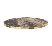Plateau de table rond blanc et cerclage doré 60 cm marbre marron/doré Montmartre - Oviala