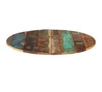 Plateau de table rond en bois massif récupéré de 80 cm, 15-16 mm, jusqu'à | Bois recyclé, mélange mangue et teck, charme rustique, utilisation universelle, nettoyage facile, couleur aléatoire