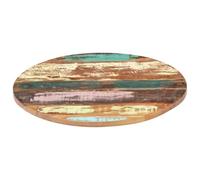 Plateau de Table Rond en Bois Massif Recyclé 50 cm, Dessus en Bois | Bois massif recyclé, manguier et teck, charme rustique, entretien facile, usage polyvalent