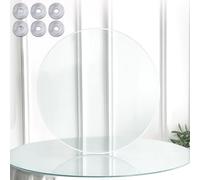 Plateau de Table Rond en Verre Trempé Clair de Rechange avec Tampons Antidérapants, Surface De Table Transparente, pour Salle À Manger, Café, Bureau, Patio(42CM/16.5IN)