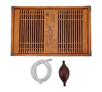 Plateau de thé kungfu chinois gongfu plateau de thé drainage de stockage de rangement en bois table de thé avec pipe de vidange pour amateurs de thé matériel en bois durable 28x43 (Orchidée jaune)