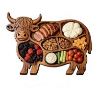 Plateau De Vache En Bois - Charcuterie De Vache Et Planche D'apéritif Pour Collations À La Viande, Aux Fruits, Au Fromage | Conception En Bois Durable De 12.99 Pouces, Idéale Pour La Maison, La Cuisin