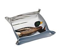 Plateau de valet domestique en cuir imprimé canard, organisateur de bureau pour homme, organisateur de bijoux, plateau décoratif