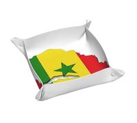 Plateau de valet en cuir imprimé carte du Sénégal, plateau de rangement pour commode, pour entrée, bijoux, montres et clés