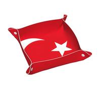 Plateau de valet en cuir imprimé drapeau de la Turquie pour femme, organisateur de voyage, bijoux, cosmétiques