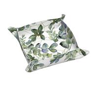 Plateau de valet en cuir imprimé feuilles d'eucalyptus vert pour femme, organisateur de voyage, bijoux, cosmétiques