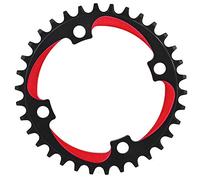 Plateau de vélo en alliage d'aluminium 34T 104BCD, anneau de roue de vélo de montagne à vitesse unique, conception creuse légère pour un cyclisme en douceur, anneau de roue de (Noir Rouge)