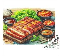 Plateau de Viande Grillée Puzzle 1000 Pièces Papier pour Adultes Scène de Table à Manger Jeu de Puzzle 1000 Pièces Détente Convivialité Décoration Cadeau 52x38cm/1000pcs