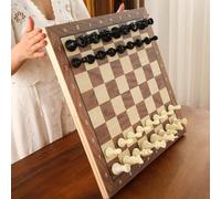 Plateau d'échecs, Développer la pensée stratégique, Jeu de plateau 3-en-1, Dames, Échecs, Plateau pliable, Jeu de plateau en plastique à grain de bois, Développer la pensée stratégique, Ensemble de pi