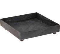 Plateau déco métal noir gris vintage 15×15cm 2pcs
