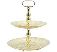Plateau Décoratif à 2 Etages en Métal Doré - MARRAKECH -