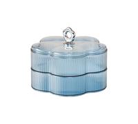 Plateau décoratif à 2 niveaux en plastique pour collations - Design floral - Plat de service pour fruits - Stockage de bonbons - Décoration de cuisine - Bol de service empilable pour les fêtes