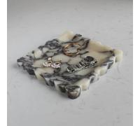 Plateau décoratif carré en marbre Naturel avec Bord festonné, Fait à la Main, pour comptoir, Commode, Table de Chevet et décoration d'intérieur (Alto calacatta)