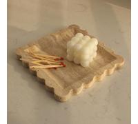 Plateau décoratif carré en marbre Naturel avec Bord festonné, Fait à la Main, pour comptoir, Commode, Table de Chevet et décoration d'intérieur (travertin Beige)