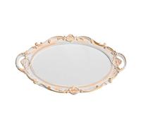 Plateau décoratif de salon, plateau miroir décoratif rectangulaire vintage for table à dessert, table basse, décoration intérieure, service avec poignée (blanc)(Gold White)