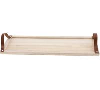 Plateau décoratif en bois avec 2 poignées en aspect cuir - environ 60 x 20 cm
