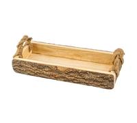 Plateau décoratif en bois avec écorce - 41 cm - Plateau décoratif rustique - Rectangulaire - Avec bord - Plateau de service - Assiette en bois - Assiette à bougie