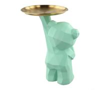 Plateau décoratif en forme d'ours mignon pour décoration de bureau (vert