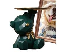 Plateau décoratif en forme d'ours - Sculpture d'animal en résine - Boîte de rangement pour bijoux - Figurine - Statue debout - Bol pour table d'entrée