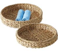 Plateau décoratif en jacinthe d'eau - set de 2 - 30 / 25 cm - Boho Chic Coupe en osier ronde en jonc de mer tressé