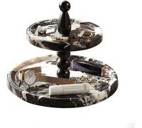 Plateau décoratif en marbre à deux niveaux | Support multifonctionnel for bijoux, clés et autres objets | Diamètre: 9,5pouces(A)